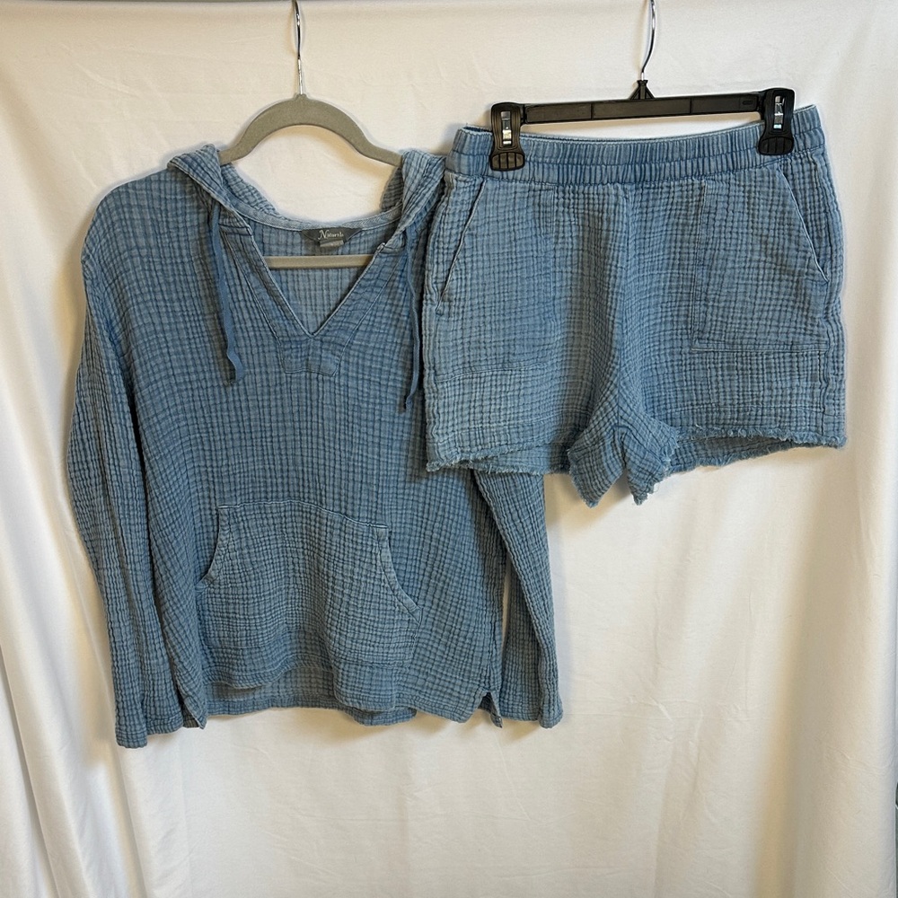 Natural Reflections Light Blue Waffle Knit Set